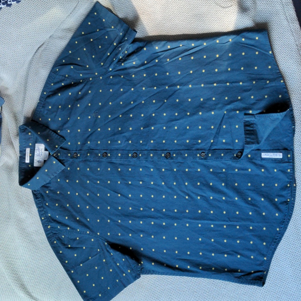 Penguin Men’s Floral Short Sleeve Button Down Shirt XL